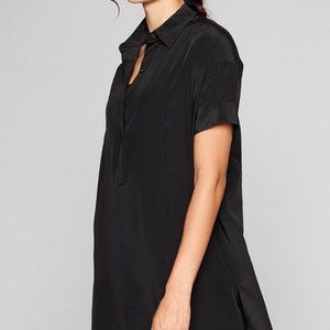 Athleta Washable Silk Popover Black Tunic - S
